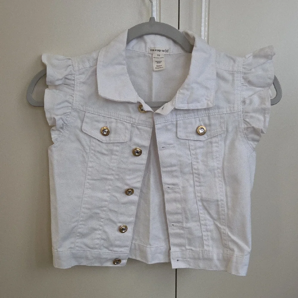 White Ruffled Kids Jacket - Picture 1 of 3